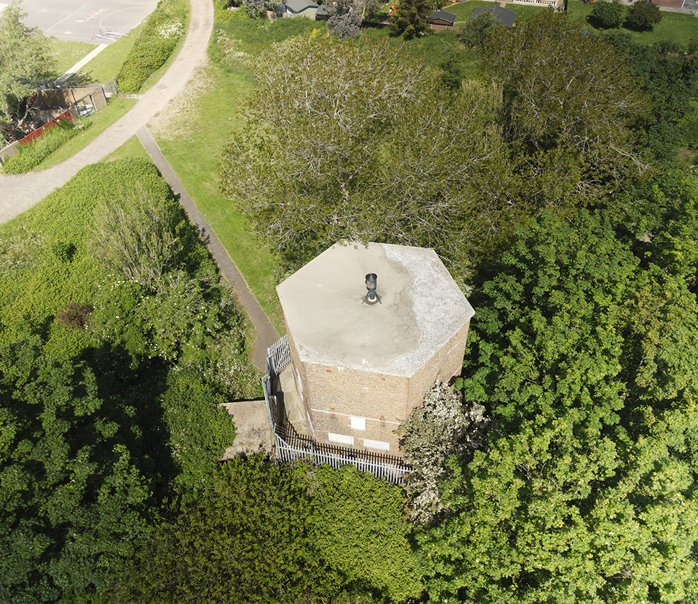 Aerial view of the Harwich RDF Tower (Photo by - Greg Mann)